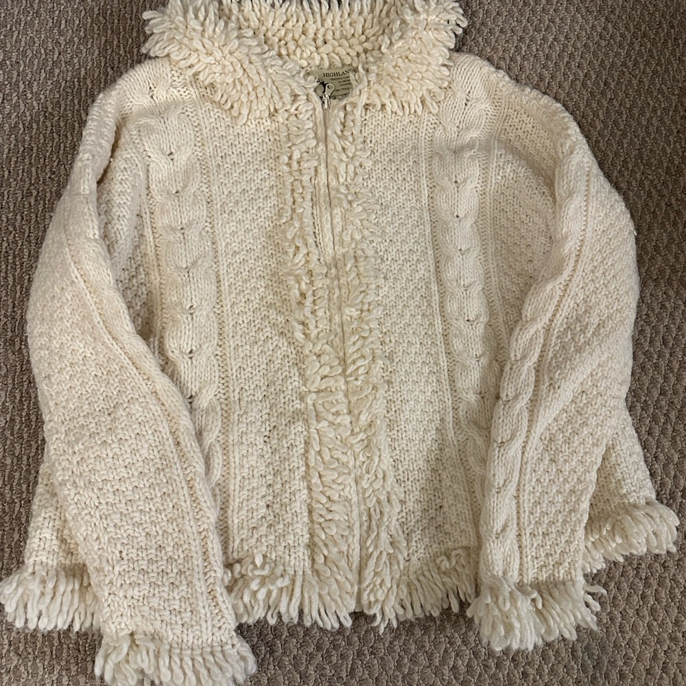 Elegant Cream Knit Cardigan with Hood